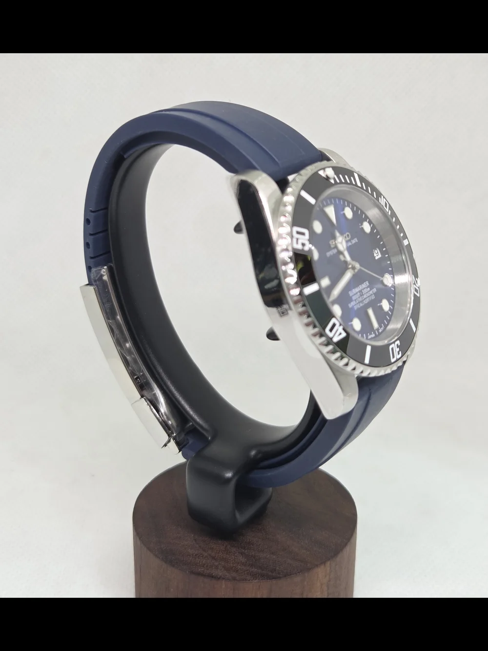 Custom 40mm Automatic Seiko Mod Watch NH35 Black & Blue Submariner